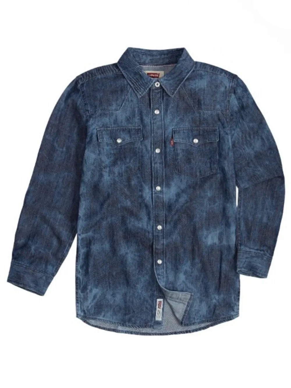Levi’s Boys’ Barstow Acid Wash Long Sleeve Button Down Western Shirt Size 7